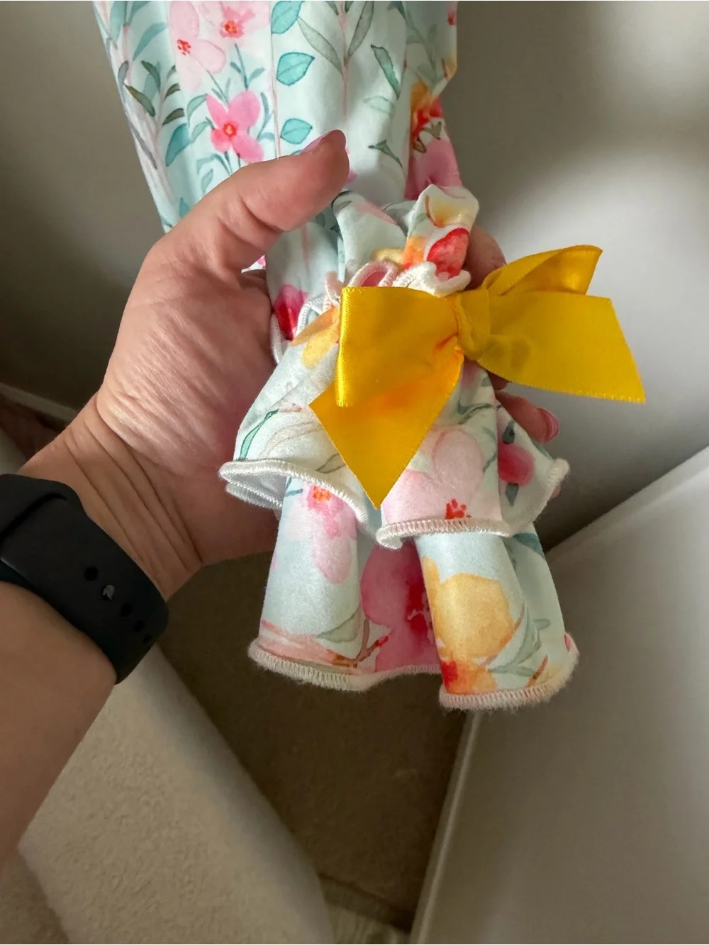 Dash of Glitter Girls 6-12M Floral Knit Romper Sleeveless Ruffle Bow Snap